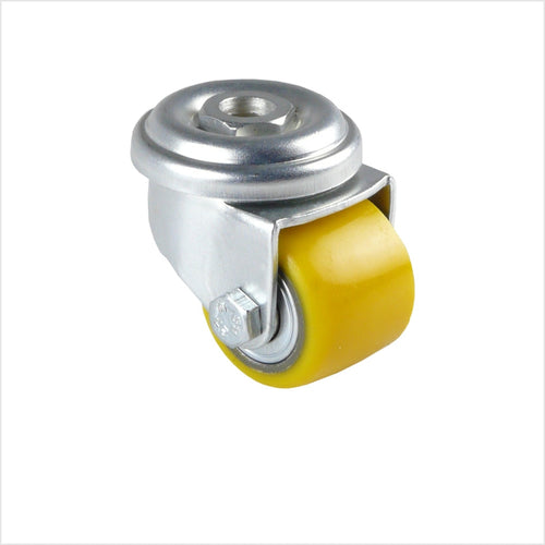 Roulette mini robuste de 35 mm avec roue en polyuréthane jaune, pour théâtres, scènes, entrepôts et industrie.