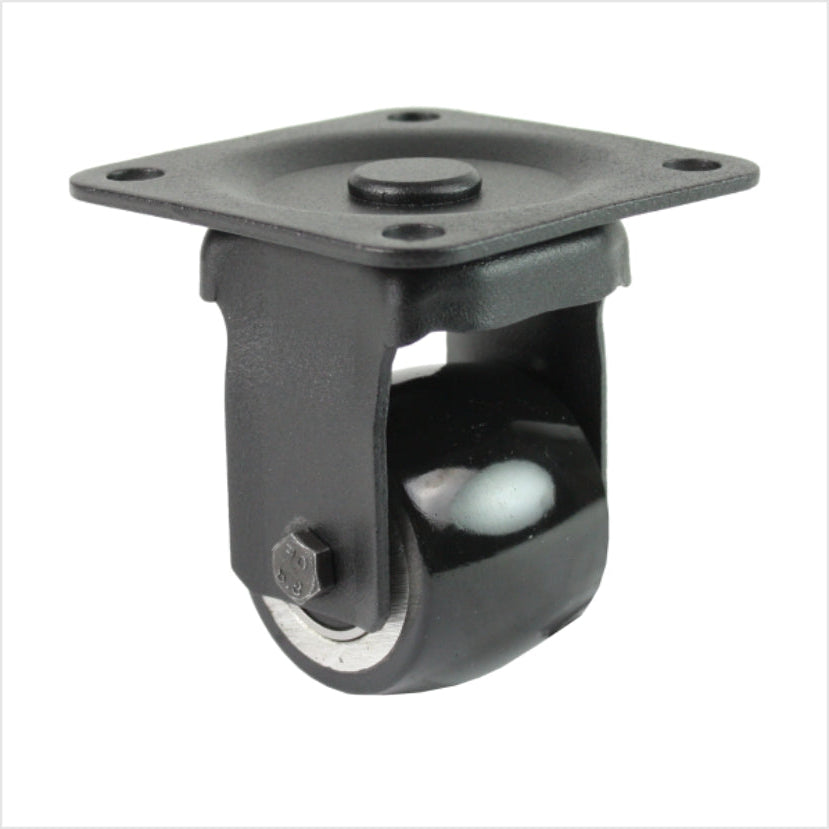 Roulette pivotante mini robuste noire B-MIB-691KBA avec roue bombée, diamètre de roue 50 mm, roulette pivotante industrielle compacte pour la construction de meubles, de magasins et de stands d'exposition