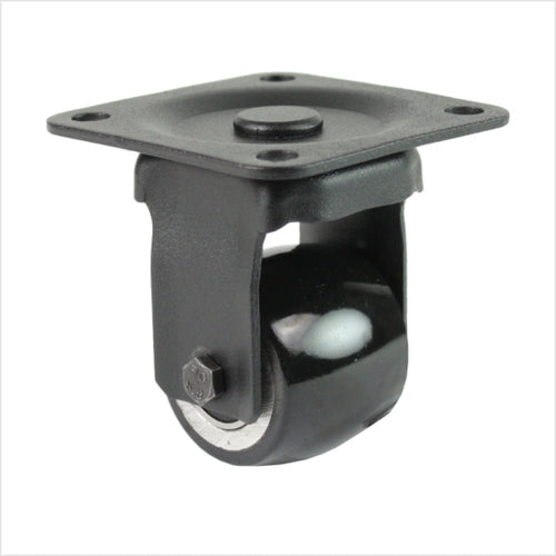 Roulette pivotante mini robuste noire B-MIB-691KBA avec roue bombée, diamètre de roue 50 mm, roulette pivotante industrielle compacte pour la construction de meubles, de magasins et de stands d'exposition