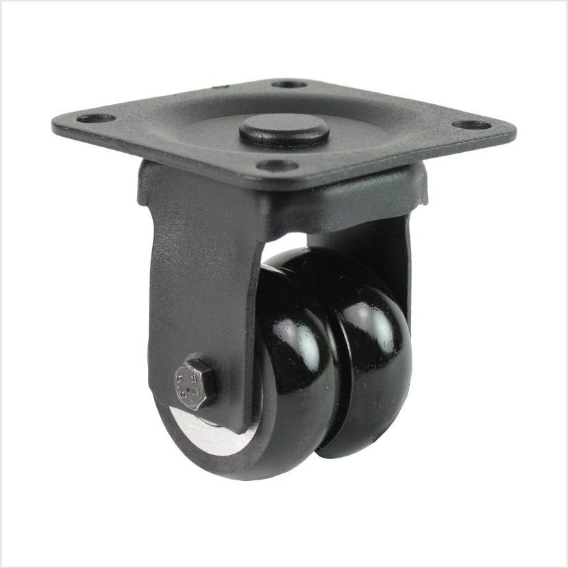 Roulette pivotante double mini robuste B-MIB-691KBA avec roues bombées, diamètre de roue 50 × 20 mm, roulette pivotante industrielle compacte pour des capacités de charge élevées et un suivi précis