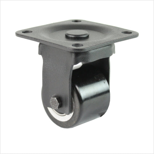 Roulette fixe mini robuste noire B-MIB-691KFL à double roue plate, diamètre de roue 50 mm, roulette industrielle compacte pour la construction de meubles, de magasins et de stands d'exposition