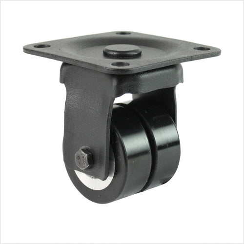 Roulette pivotante double mini robuste B-MIB-691KFL à roues plates, diamètre 50 × 20 mm, roulette pivotante industrielle compacte pour charges élevées et guidage précis