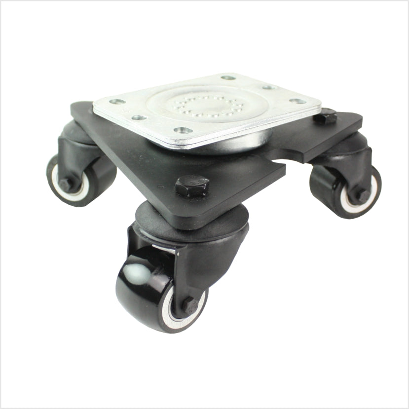 Mini plateau tournant robuste de 50 mm avec roue en polyuréthane noir, surface de roulement convexe – roue en PU noir avec profil convexe pour une maniabilité optimale.