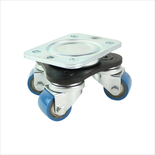 Mini plateau tournant robuste à roulettes DRT-MIS-680K avec châssis triangulaire et trois roulettes de 35 mm de diamètre, plateau tournant compact pour un positionnement précis et des capacités de charge élevées