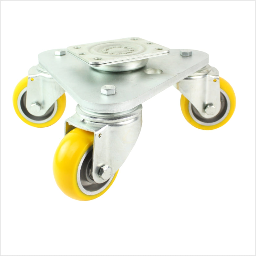 Plateau tournant de 80 mm, 3 roulettes pivotantes économiques en PU, bombées - DRT-TS/111KBA/080/30