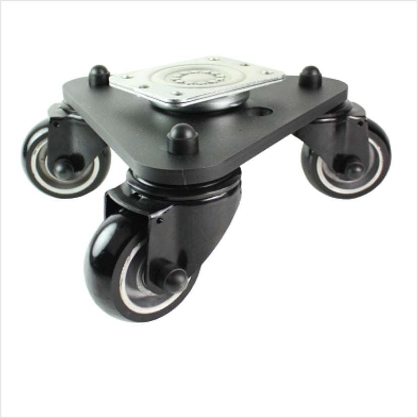 Plateau tournant 100 mm avec 3 roulettes pivotantes professionnelles en PU, bombées, noires - DRT-TSSB/112KBA/100/40