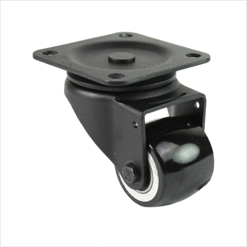 Roulette pivotante mini robuste noire L-MIB-691KBA avec roue bombée, diamètre de roue 50 mm, roulette pivotante industrielle compacte pour la construction de meubles, de magasins et de stands d'exposition