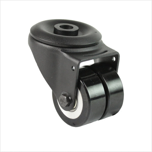 Roulette pivotante mini robuste R-MIB-691KFL avec roues doubles plates et fixation par boulon, dimensions des roues : 50 × 20 mm, roulette industrielle compacte pour applications à forte capacité de charge