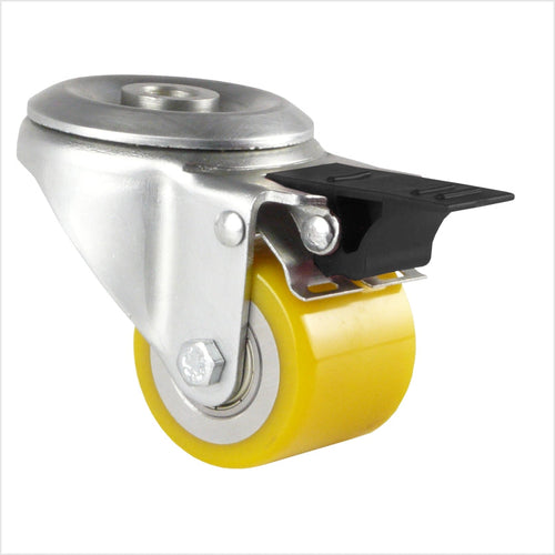 Roulette pivotante avec trou arrière et frein de blocage