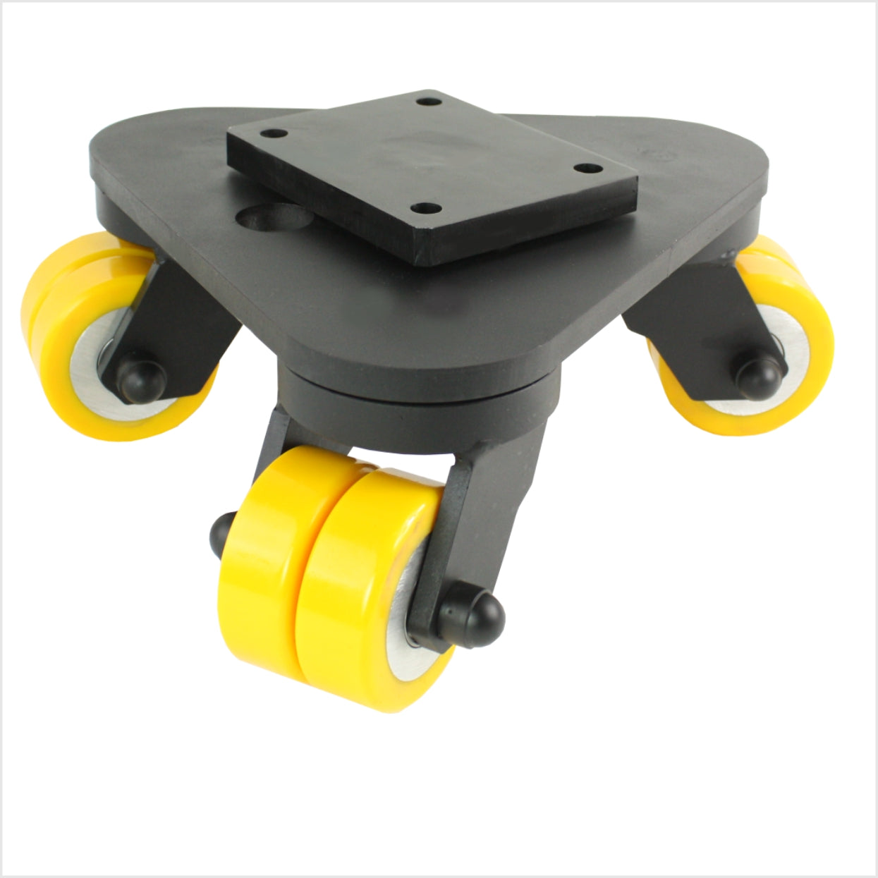 Plateau tournant robuste de 75 mm, 3 roulettes doubles pivotantes en PU, plat - DRT-MG/690KFL/075/30