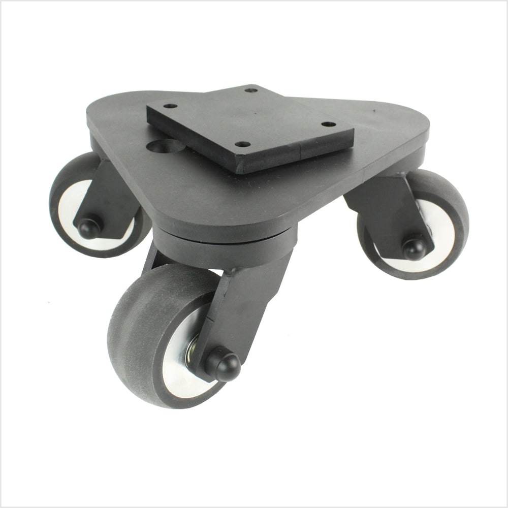 Platine vinyle robuste de 80 mm, noire, 3 roulettes en polyuréthane, convexes - DRT-MG/691KBA/080/30