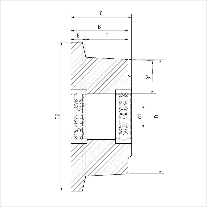 Spurkranzrad Zeichnung mit Kugellager