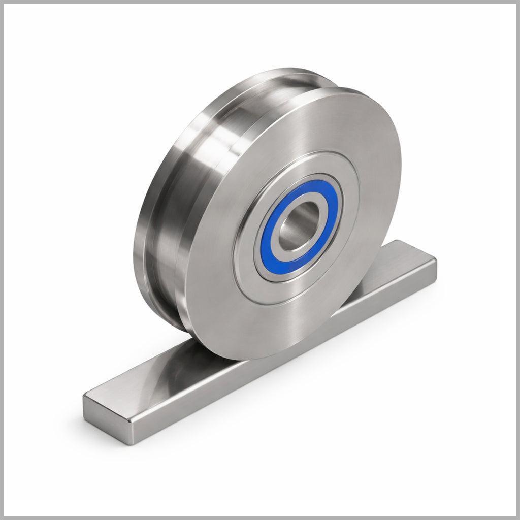 Roue à double rebord de 175 mm, acier inoxydable AISI304, roulement à billes - DSPR-9743K/175/60/30/20
