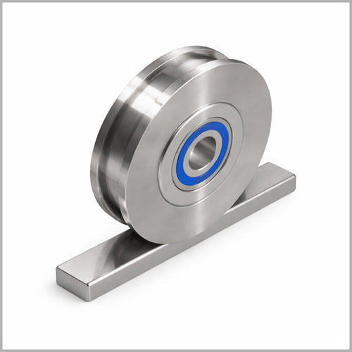 Roue à double rebord de 175 mm, acier inoxydable AISI304, roulement à billes - DSPR-9743K/175/60/30/20
