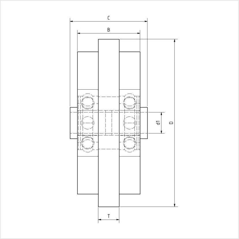 Einspurrad 80×40 mm Polyamid Edelstahl-Kugellager 40-mm-Aluminiumprofil