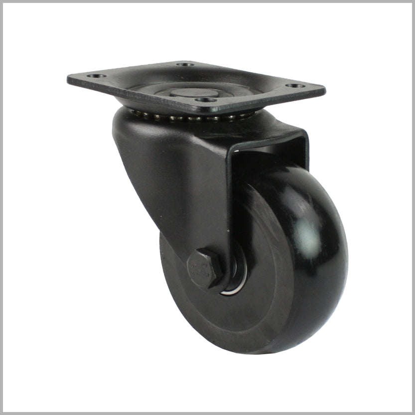 Roulette pivotante noire de 80 mm avec roue en PU